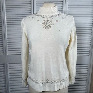 Vintage 90s Draper’s & Damon’s Beaded‎ Snowflake Sweater – Size PM
